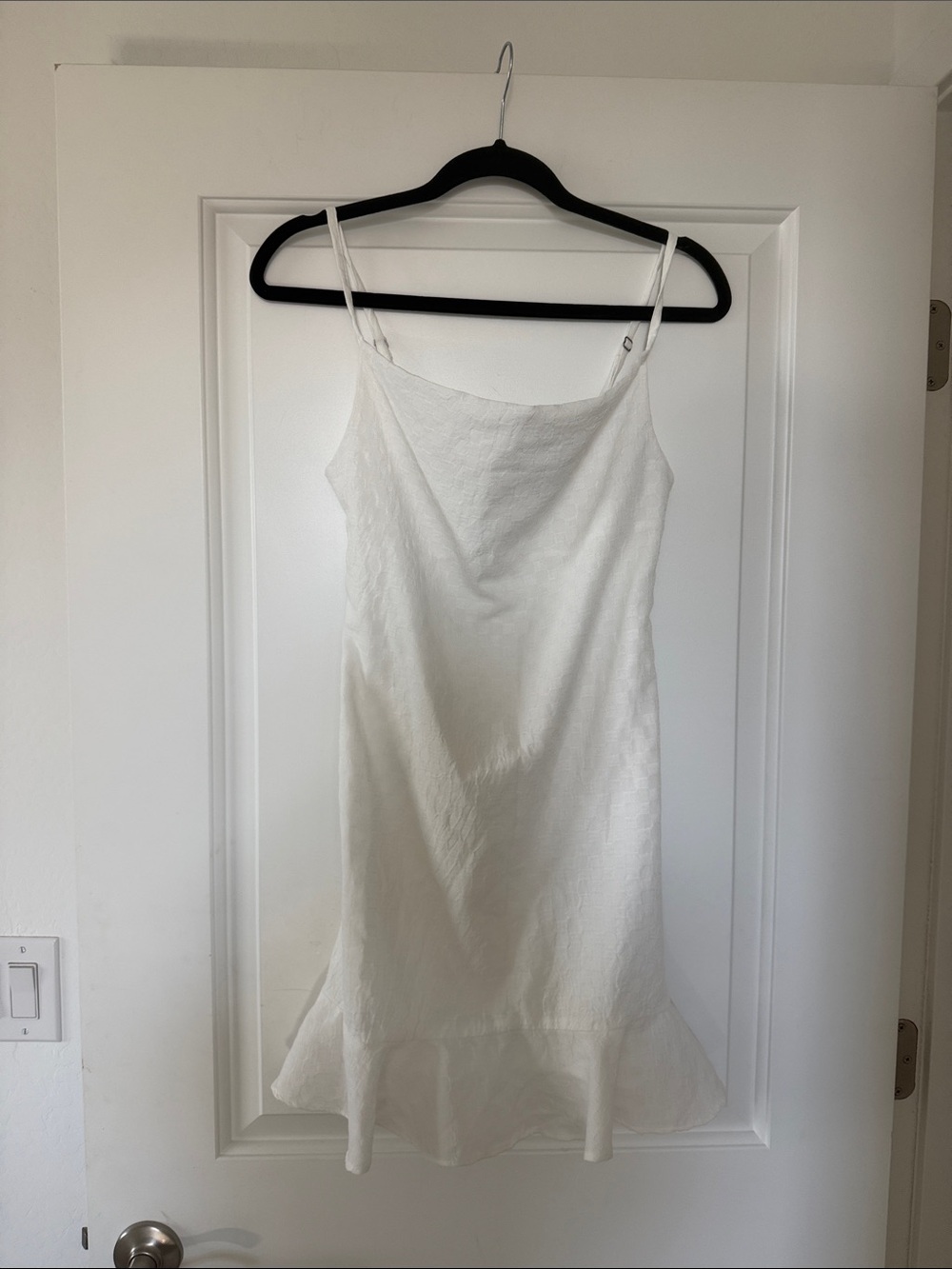 Women’s White Mini Dress with Flounce Hem